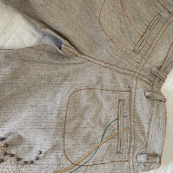 Aziza Pants Cream Ground Embroidered Detailed Design Women’s Size 6 - Picture 3 of 13